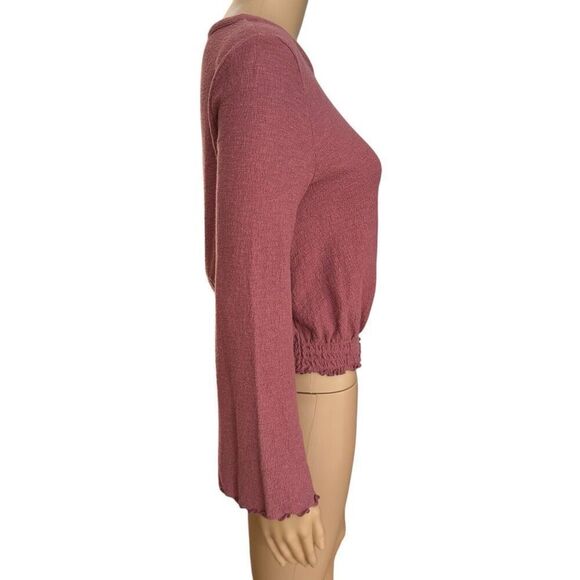 MADEWELL Texture & Thread Smocked Bell Sleeve top Shirt 100% cotton Size XS - Picture 2 of 7